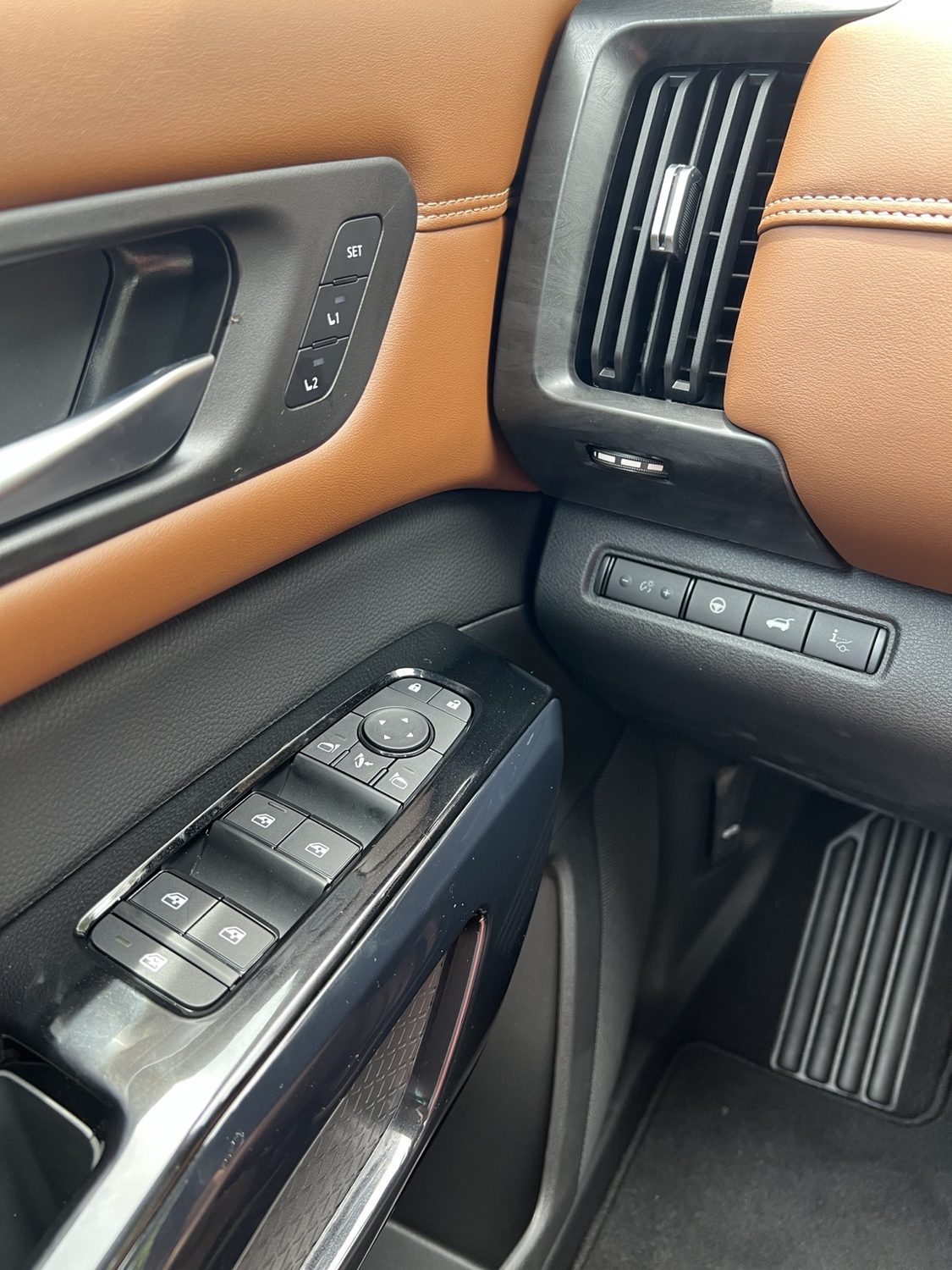 Driver door controls for windows, locks, mirrors, and memory