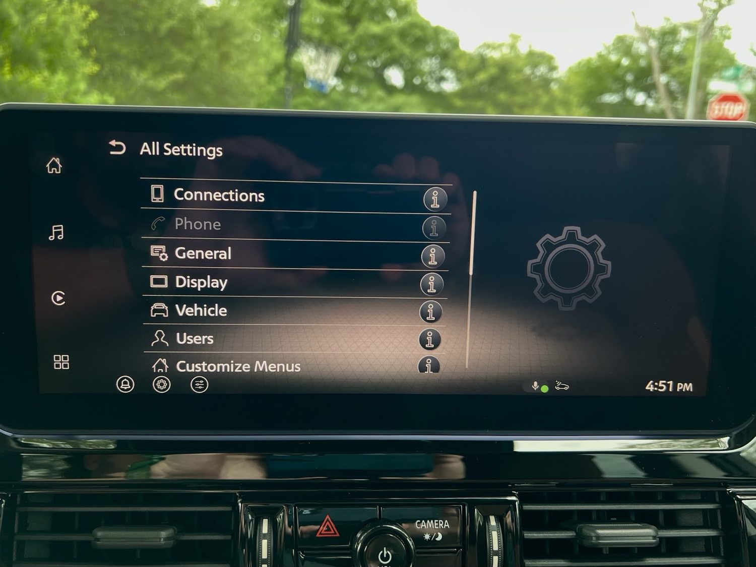 NissanConnect all settings screen